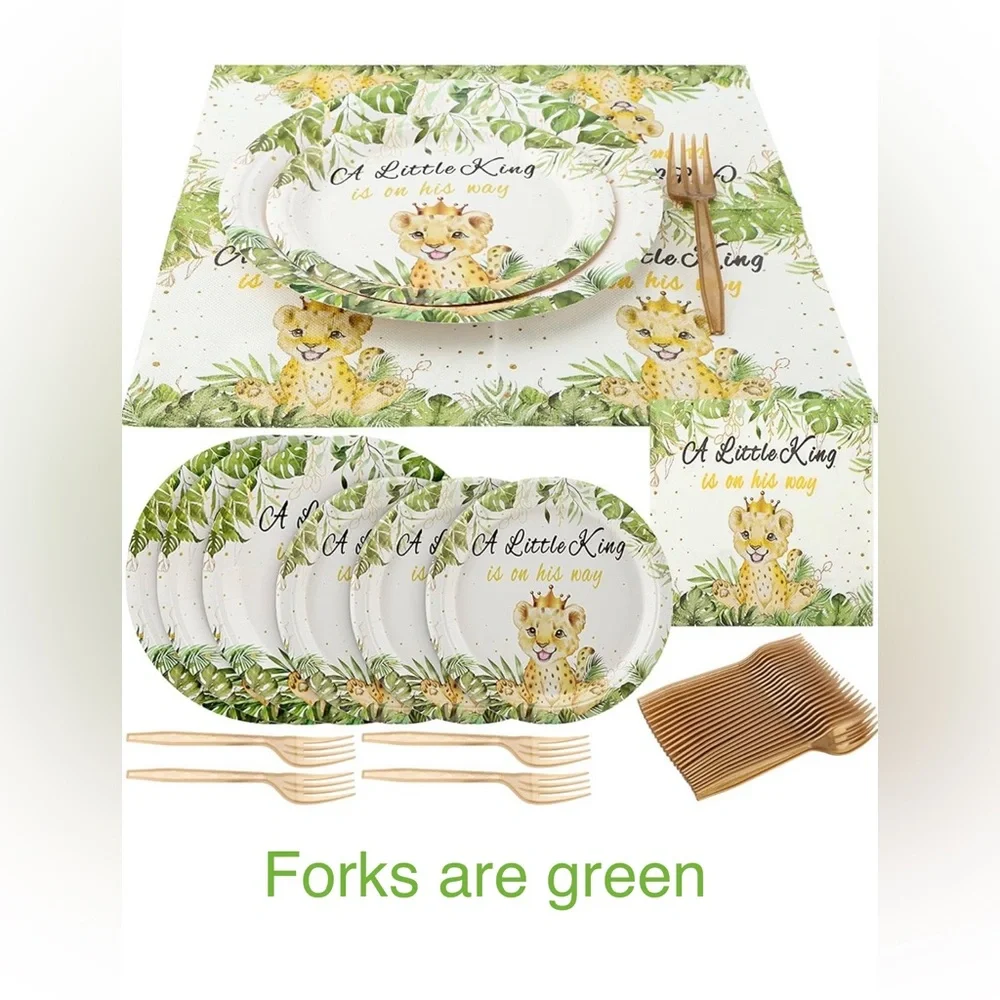 A Little King Jungle Party Supplies Set - Green